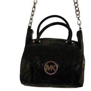 Michael Kors Snake Embossed Leather Shoulder Bag/Cross Body Jet Set BlacK